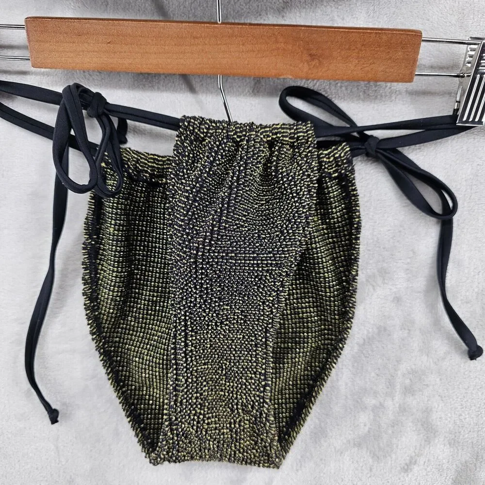 Good American Womens swimsuit Bikini 2 Piece Black &Gold Size 1/2‎